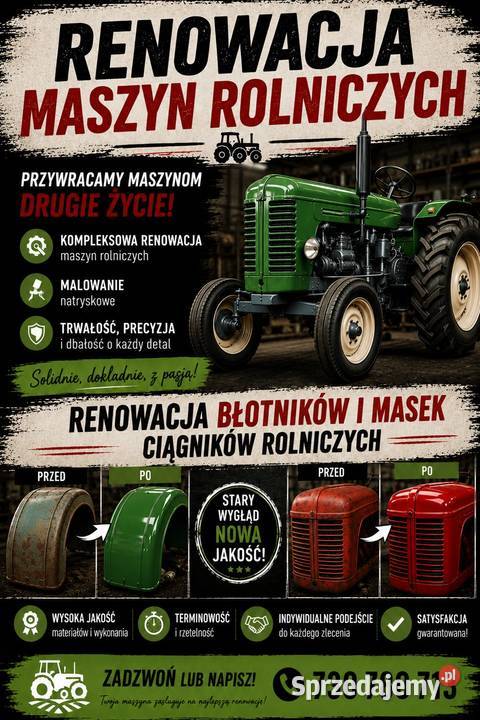 USŁUGI LAKIERNICZE MASZYN I CIĄGNIKÓW ROLNICZYCH Naprawa i serwis Husów