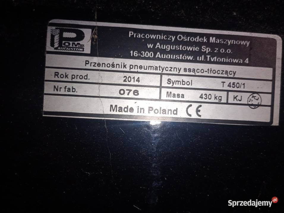 Sprzedam przenośnik pneumatyczny ssąco tłoczący opolskie
