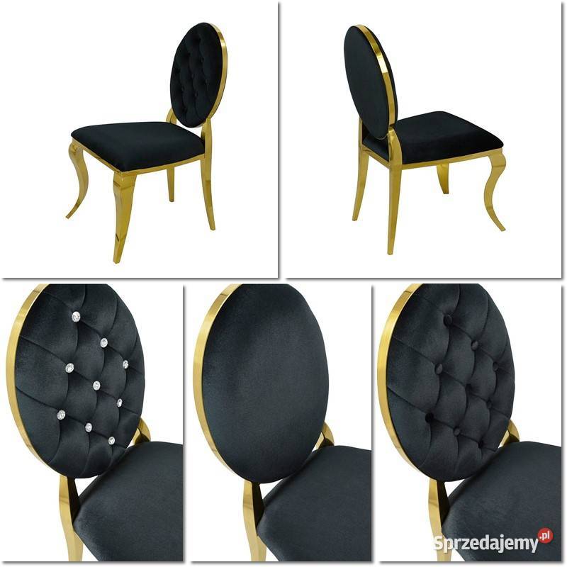 Krzesła glamour Ludwik Złote Tapicerowane Do jadalni Stół