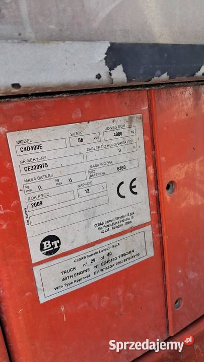 Wózek widłowy 4T BT C4D400E Silnik John Deere Bielsko-Biała