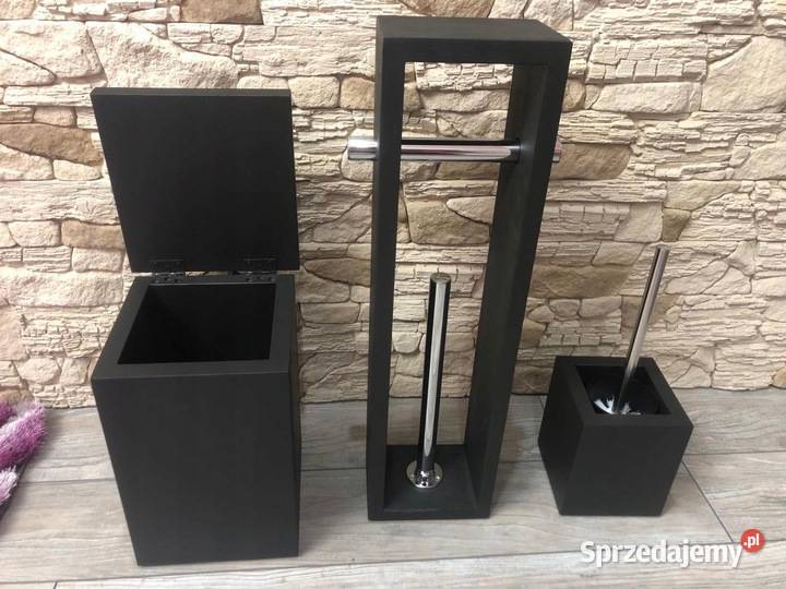 Szczotka do WC toaletowa drewniana buk stal czarny Dębica
