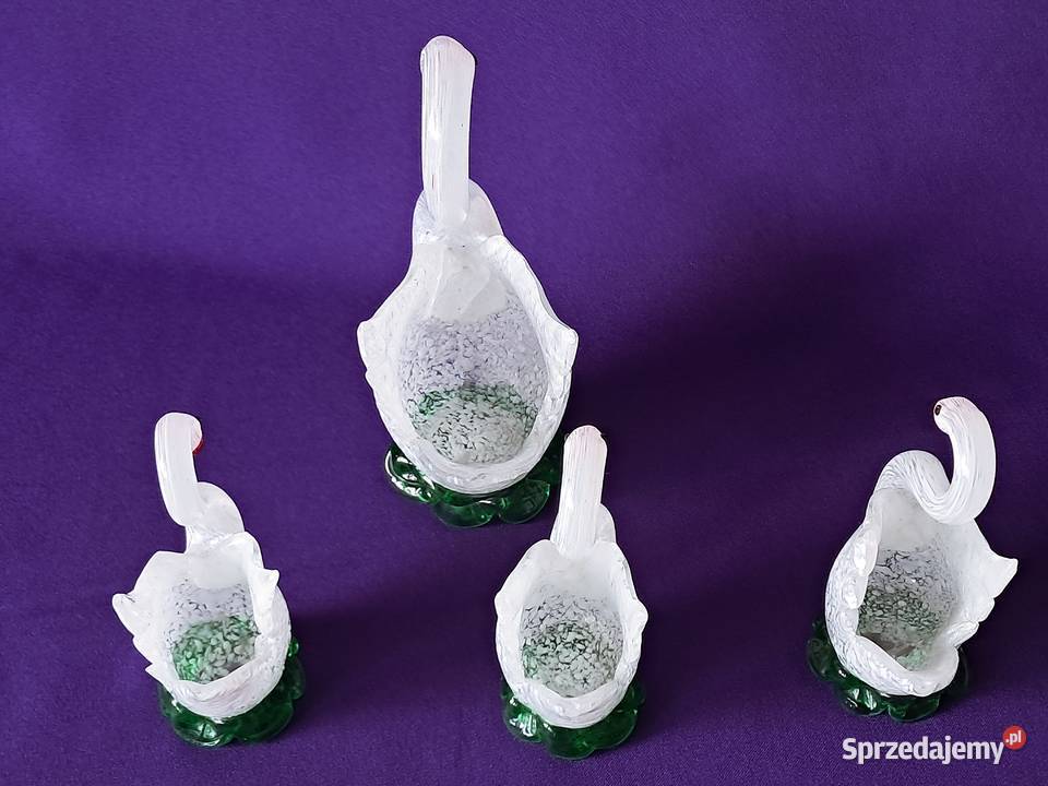 Łabędzie szklane rodzina Vintage PRL Porcelana i szkło lubuskie Strzelce Krajeńskie