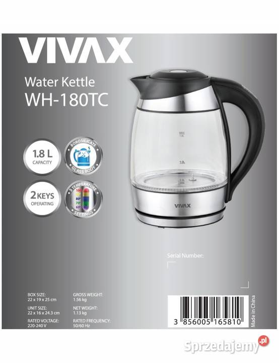 Czajnik elektryczny Vivax WH180TC 2200 W 18 l Skawina