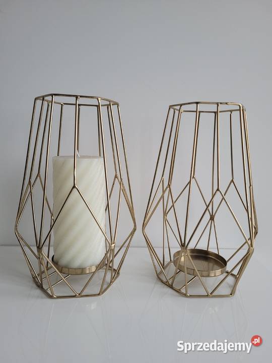 Złote świeczniki metalowe 2 sztuki Liszki