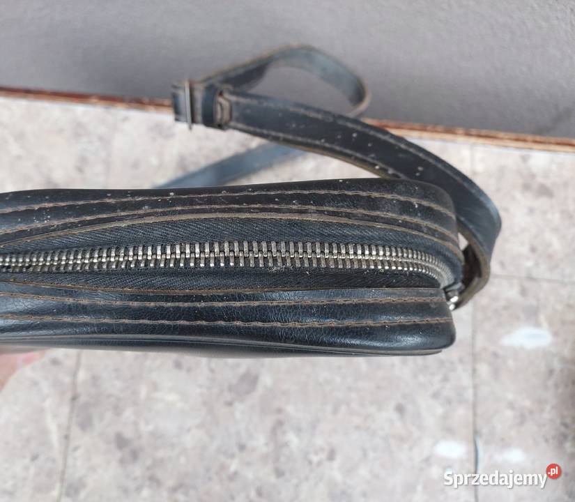 Stara skórzana torba kontrolera mała PRL Tczew