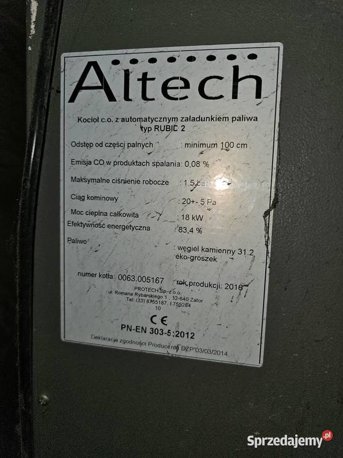 Piec na ekogroszek USZKODZONY na części Żnin