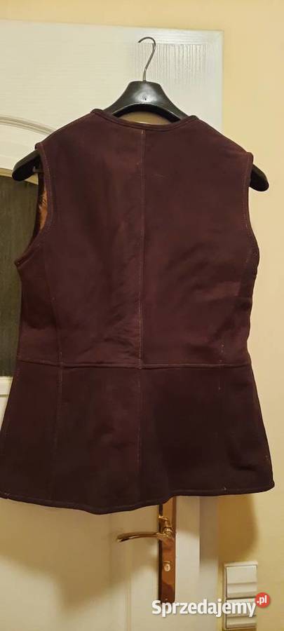 Brązowa kamizelka z naturalnej skóry brązowy/beżowy