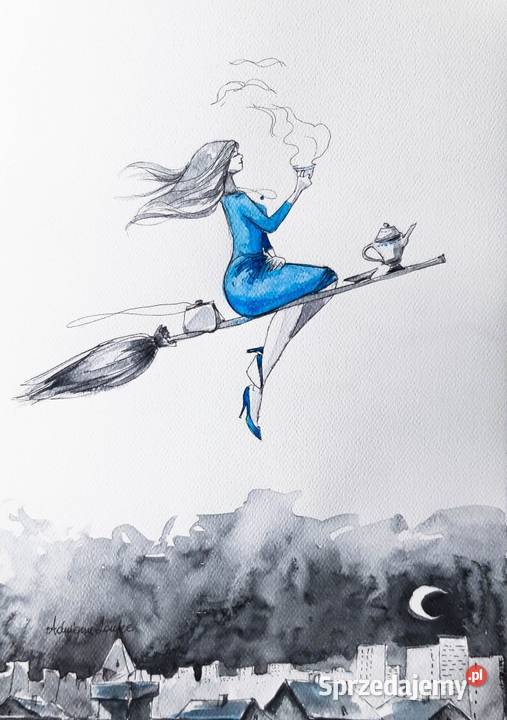 HERBATA NA MIOTLE akwarela artystki Adriany śląskie Katowice