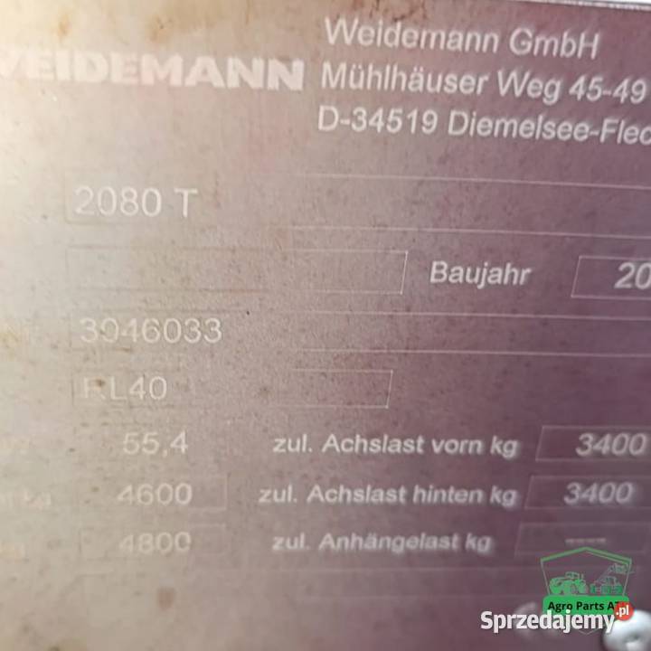 Weidemann 2080T 2017r PartsCzęści Ciechanowiec