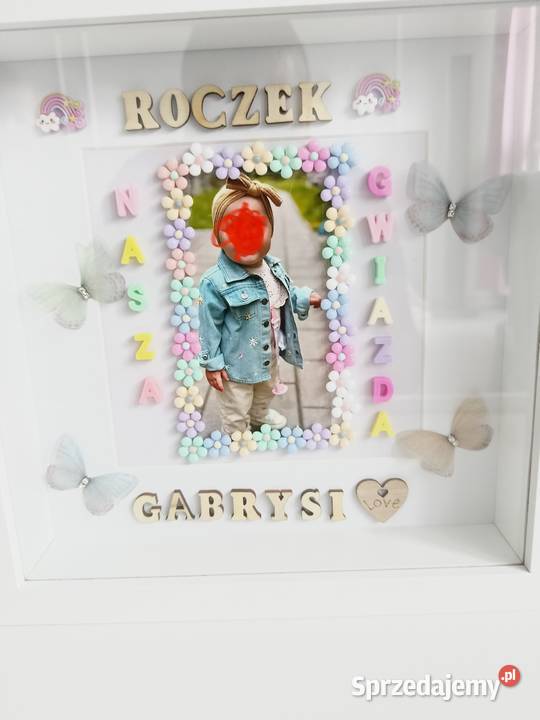 Personalizowana Ramka 3D Pamiątka Roczek Chrzest Ramki Poręba