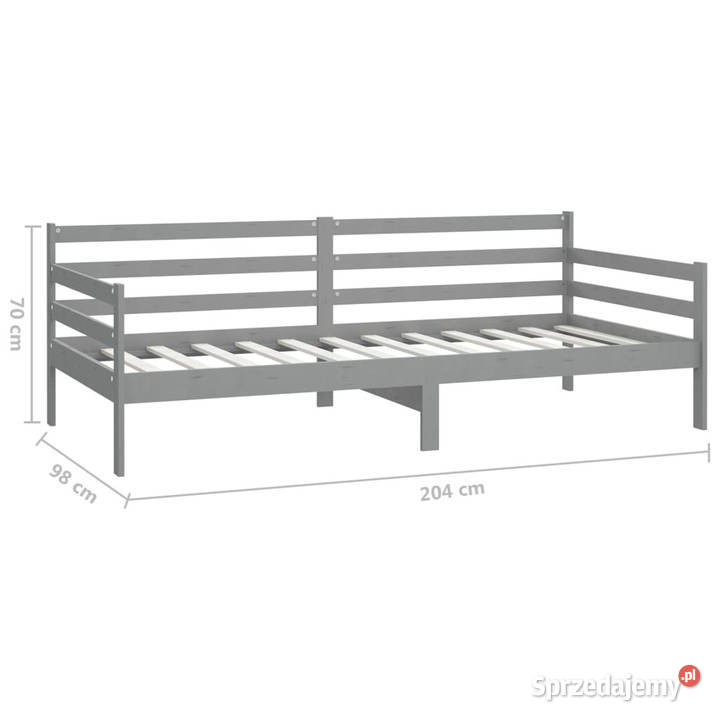Łóżko dzienne szare lite drewno sosnowe 90x200 Warszawa