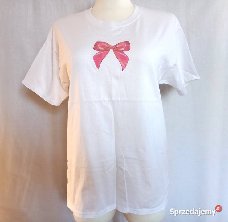 Tshirt biały Damski bawełna r 38 Kokardka NOWY Białystok