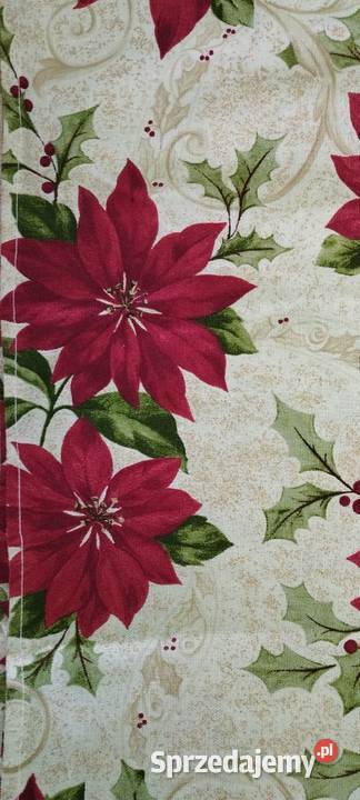 Obrus w gwiazdy betlejemskie z USA na ławę dolnośląskie Wrocław