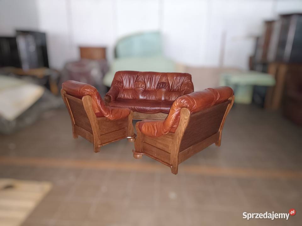 Nowy Komplet 321 Stylowy SKÓRA NATURALNA Dąb opolskie Olesno