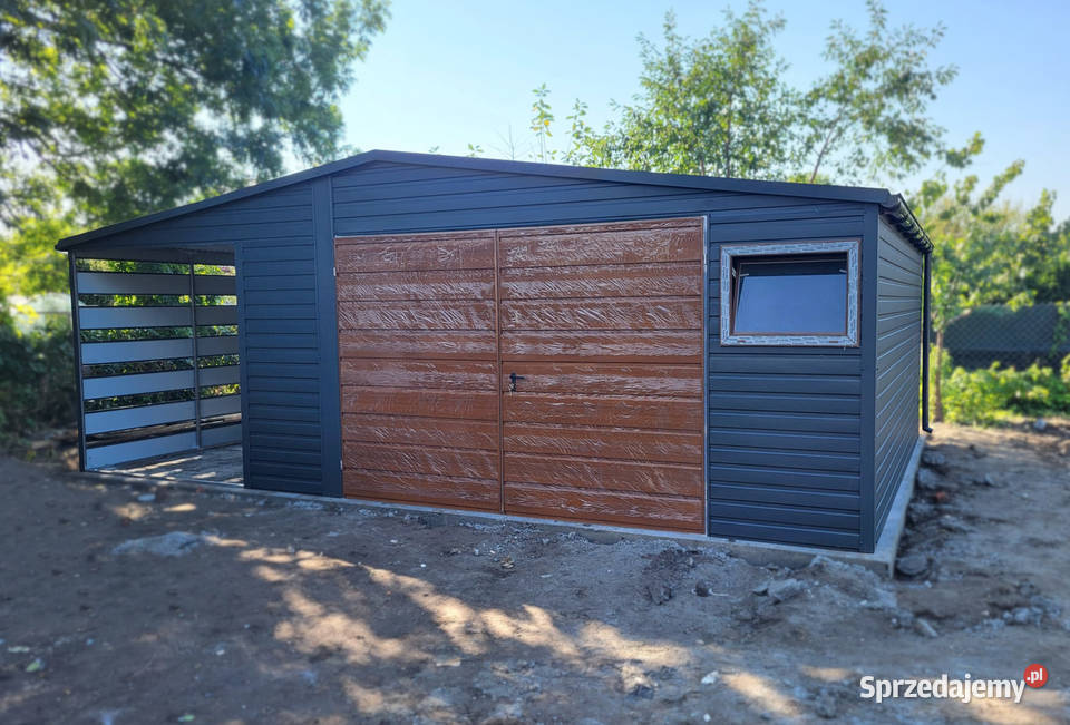 Garaż blaszany dwuspadowy wiata panelowa 65 Sprzedaż wielkopolskie Środa Wielkopolska