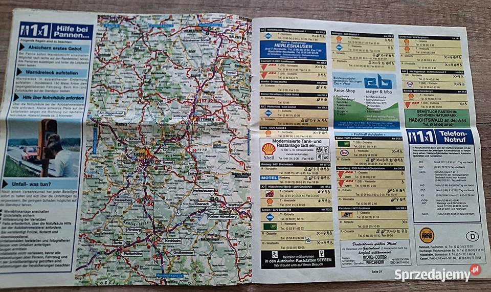 Mapa mapy samochodowe Polski z lat 60 Autobahn wielkopolskie Ostrów Wielkopolski