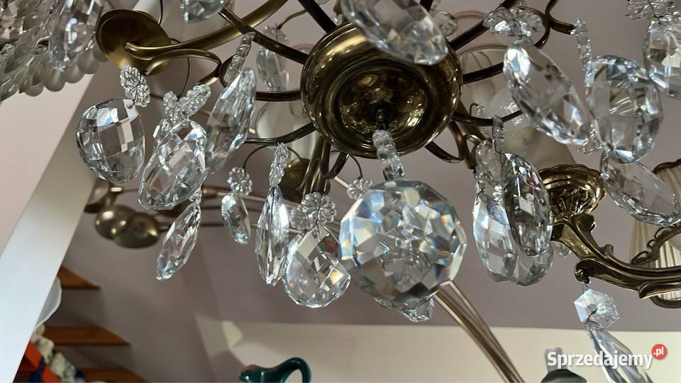 Żyrandol kryształowy podsufitowy Elektryczny Porcelana i szkło pomorskie sprzedam
