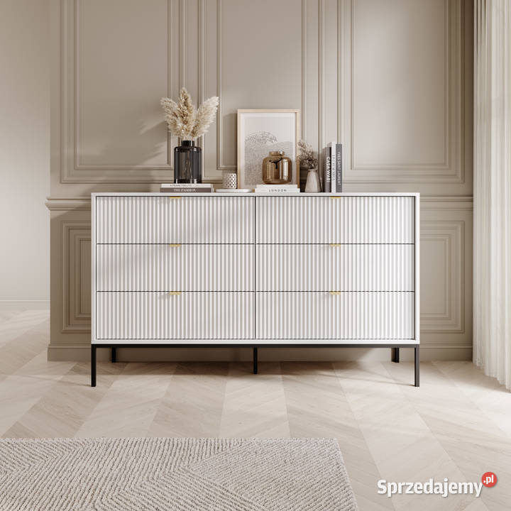 Duża komoda154 z szufladami kaszmir biała czarna Katowice