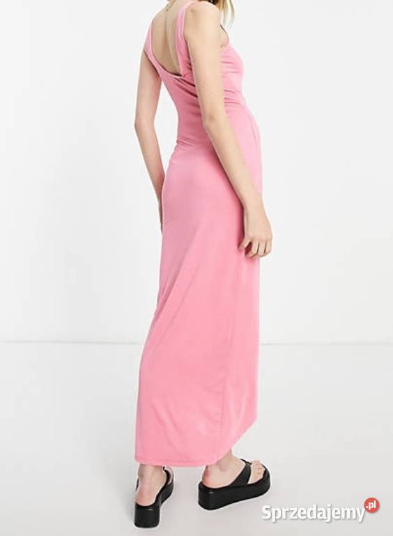 42XL ASOS Długa różowa sukienka letnia z Londynu Kraków