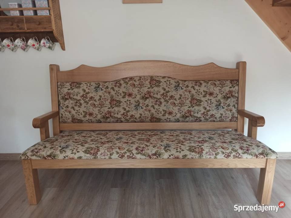 Ławka drewniana dębowa rękodzieło tapicerowana sofa ława kan