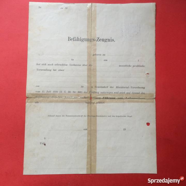 768 Świadectwo Uzdolnienia Łoński Antykwariat sprzedam