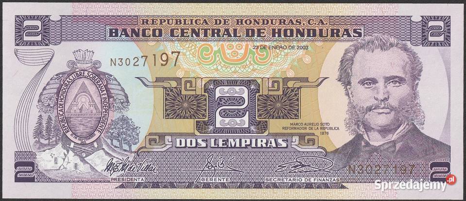 HONDURAS 2 LEMPIRAS 2003 STAN BANKOWY UNC Łódź