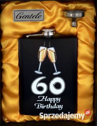 Czarna Piersiówka z Nadrukiem na 60 Urodziny pod Ostrowy nad Okszą sprzedam