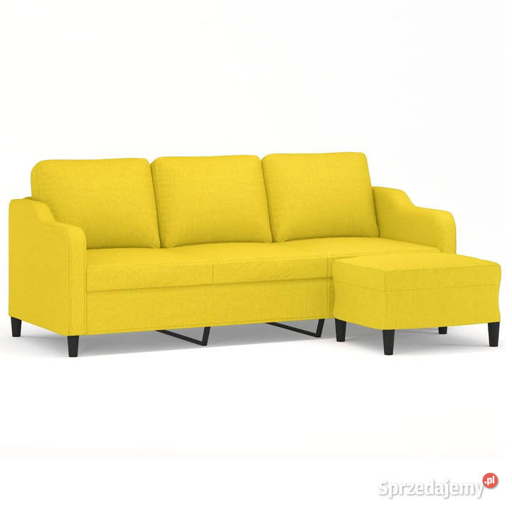 3osobowa sofa z podnóżkiem jasnożółty 180
