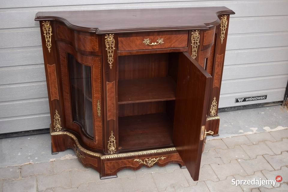 Francuska Komoda Empire Drewno Brąz Gięte Szyby Kraków