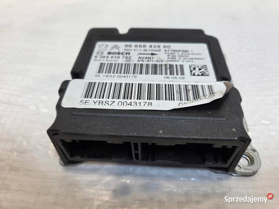 MODUŁ SENSOR AIRBAG 9666843980 PEUGEOT 207 osobowe Komputery kujawsko-pomorskie