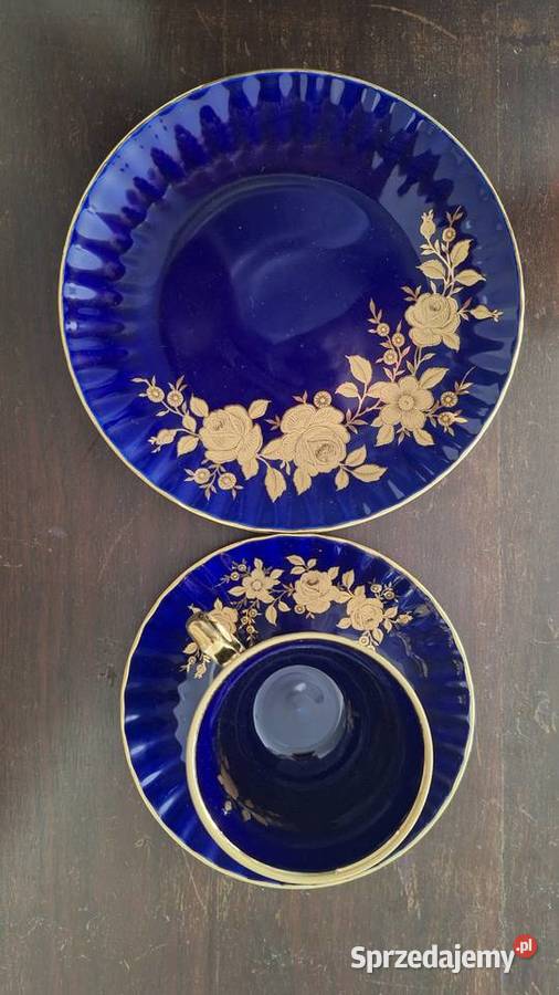 Stare Trio Kobaltowe Wunsiedel Porcelana 24k Warszawa