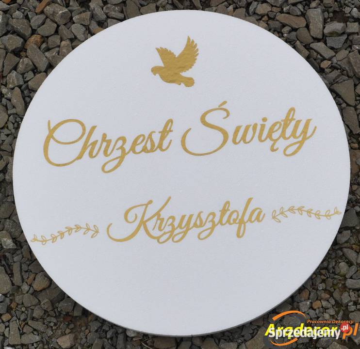 Chrzest Święty Styropianowe koło z imieniem Dębna sprzedam