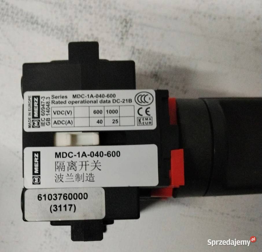 Nowy wyłącznik obrotowy z izolacją merz mdc 1a sprzedam