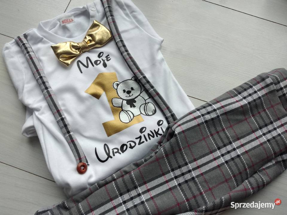 Komplet na roczek urodziny chłopiec szary/srebrny Kraków