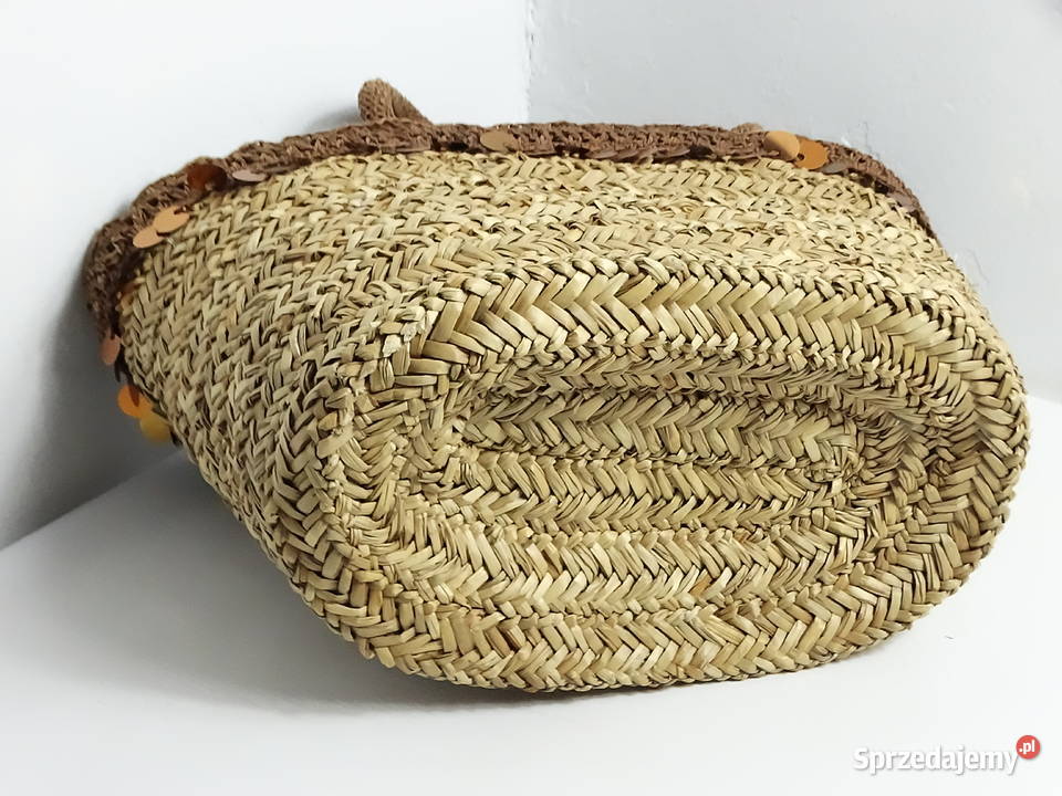 Przepiękna Pleciona Torba Koszyk z Cekinami Boho