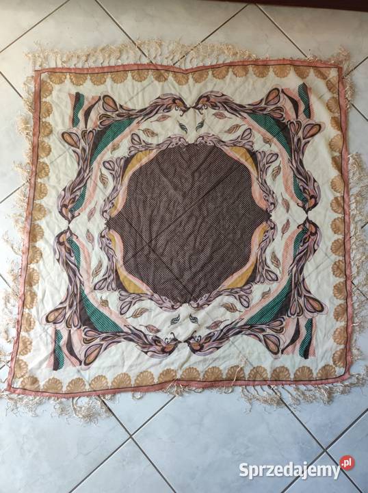 Vintage chusta z frędzlami apaszka pastelowa Inny materiał Kielce