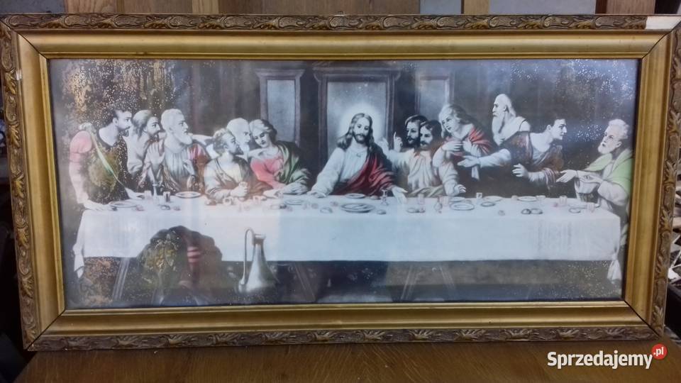 Stary obraz oleodruk Ostatnia wieczerza podkarpackie