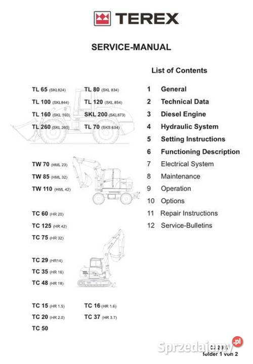 Terex TW110 TC60 TC125 TC75 TC29 TC35 instrukcja Kielce
