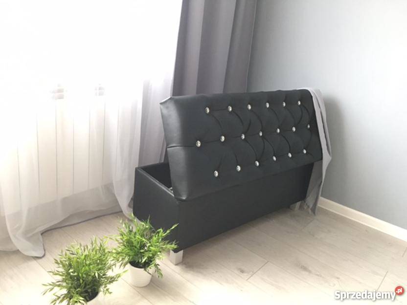 Czarna pufa pikowana tapicerowana kufer Dom i Ogród