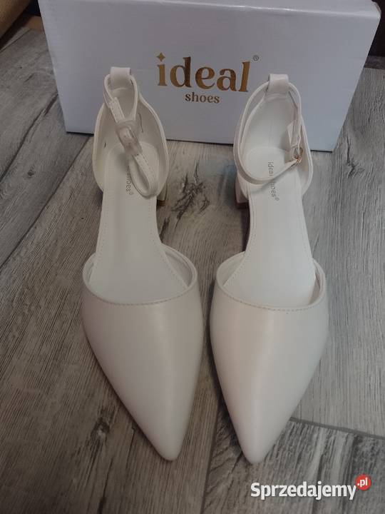 40 Ideal Shoes Białe baleriny wieczorowe z Kraków sprzedam