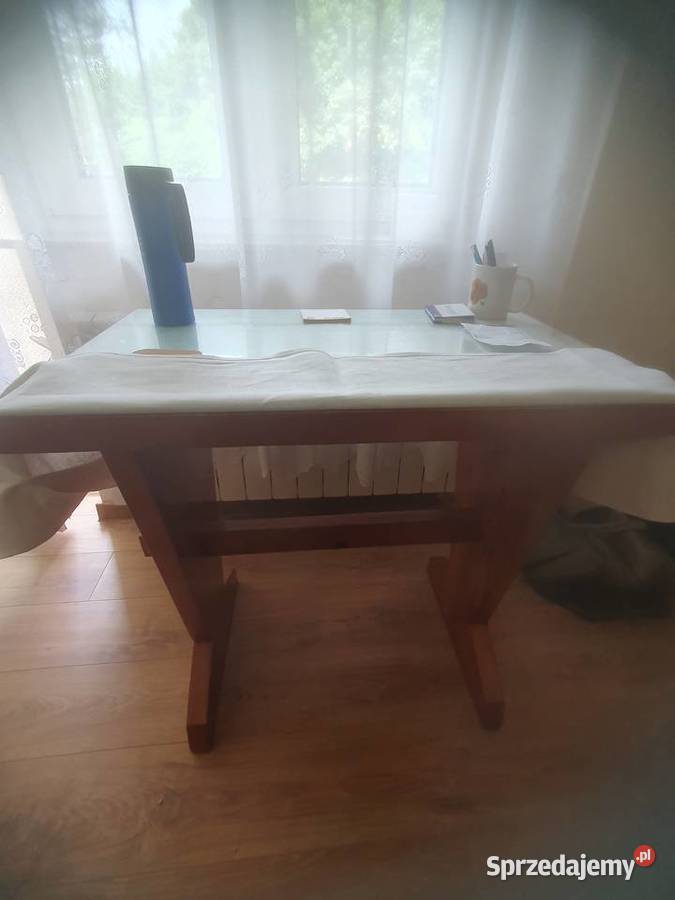 Stolik retro vintage kuchenny drewniany litego Nidzica