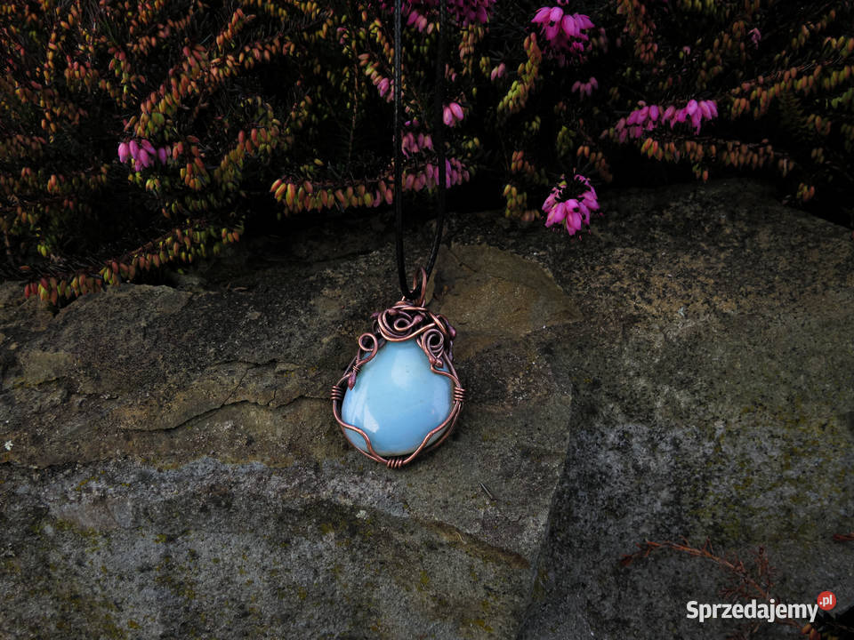 Unikatowy dwustronny wisiorek opalit miedź Kraków