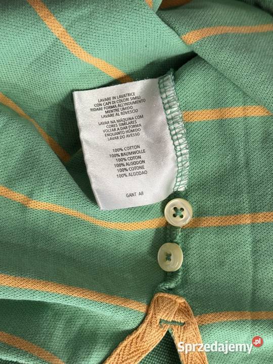 Koszulka Polo Gant L stripes zielono żółta Skarżysko-Kamienna