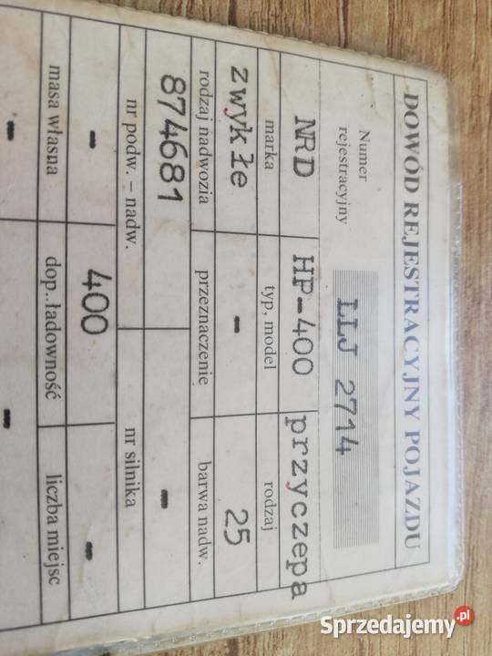 Przyczepka samochodowa NRD Ładowność 400 Do samochodów osobowych Wola Idzikowska