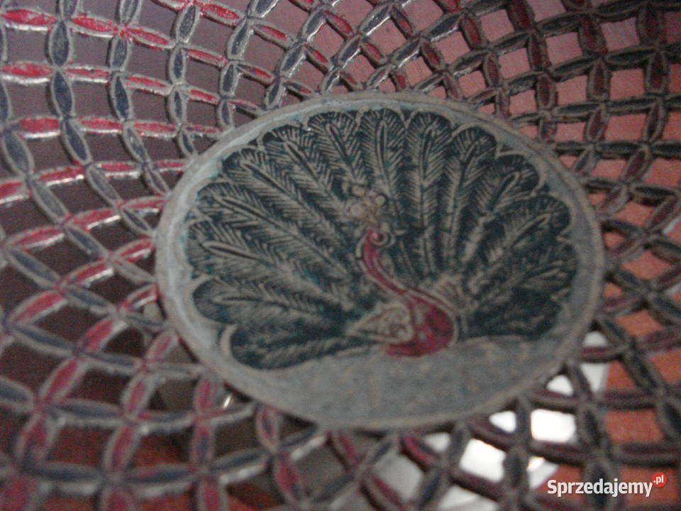 indyjska mosiężna patera z pawiem Pruszcz Gdański