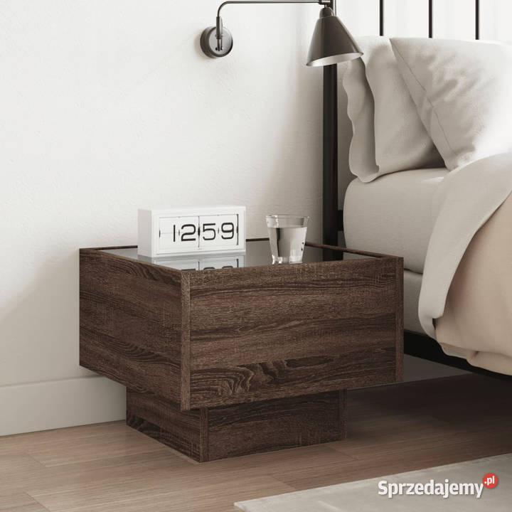 Stolik nocny z LED Infinity brązowy dąb 40x40x30 Warszawa