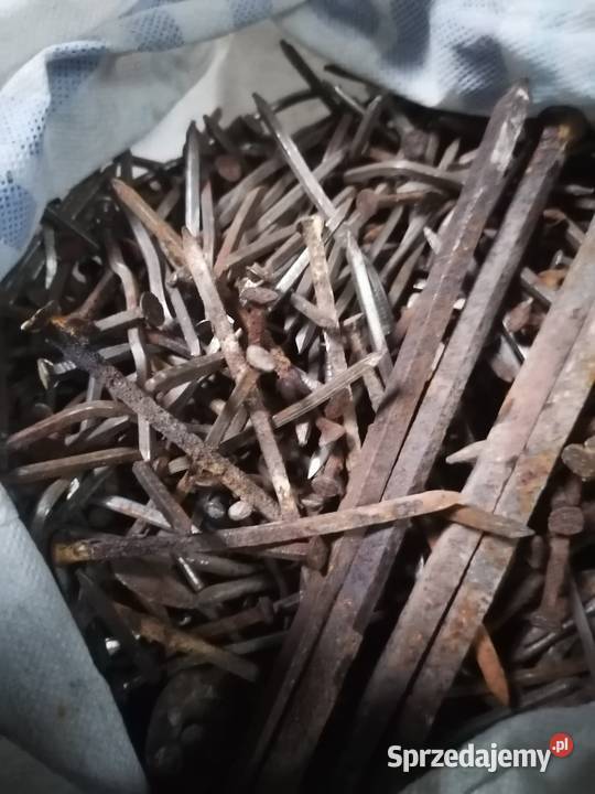 Gwoździe kwadratowe kute ponad 100letnie Nakło nad Notecią