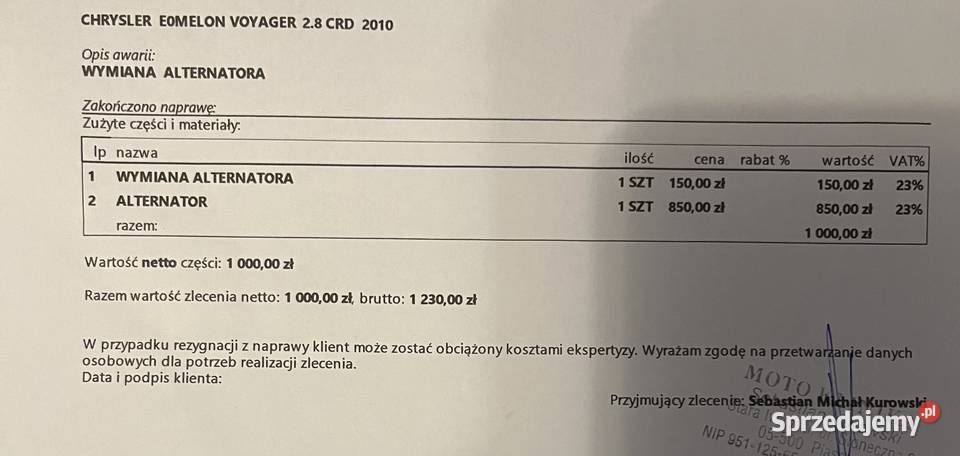 Chrysler Grand Voyager 28 CRD 2010 Stan mocno 364000km Piaseczno sprzedam