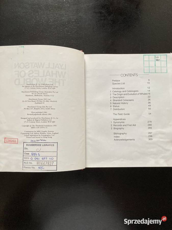 Lyall Watson Whales of the World A Handbook warmińsko-mazurskie Elbląg