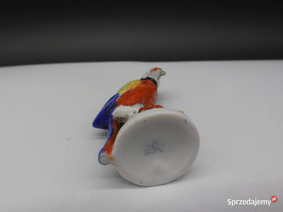 Stara porcelanowa figurka PAPUGA ARA Raszków